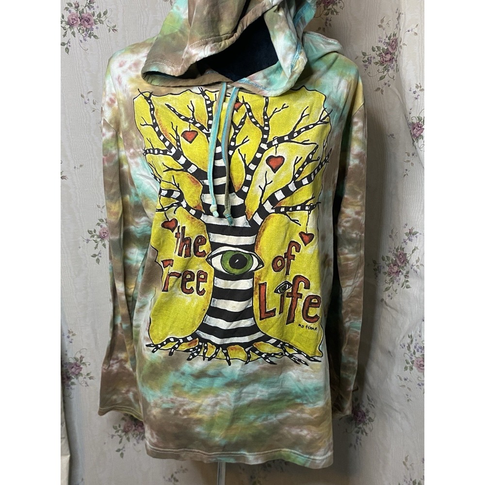 Kathmandu Imports Tree of Life Tie Dye Hoodie Large BOHO Hand Dyed Hippie Style‎